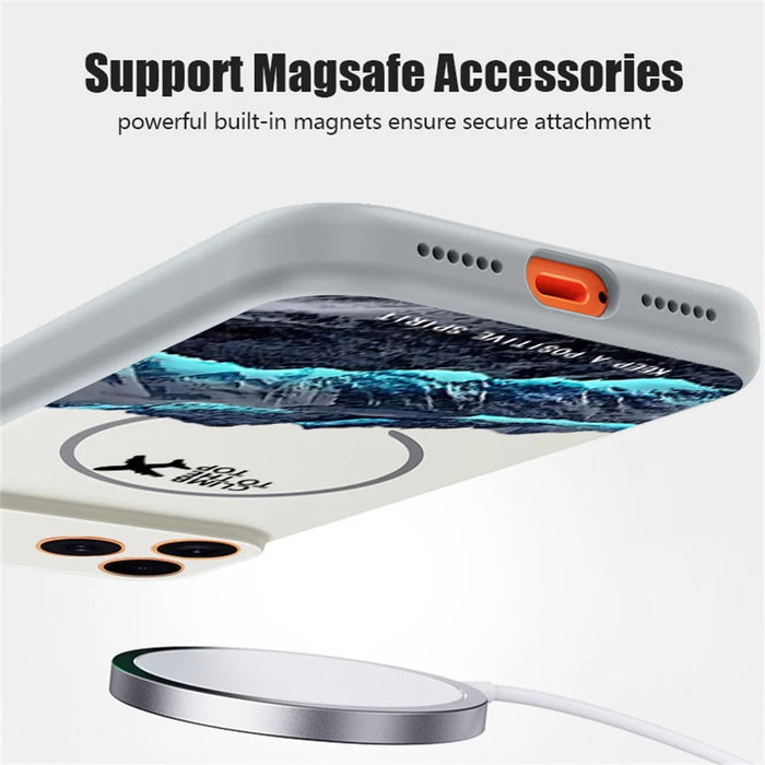 For iPhone 17 Pro Magnetic Case UV Printing Mountain Aircraft Pattern Shockproof PC + TPU Cover - Black - 3