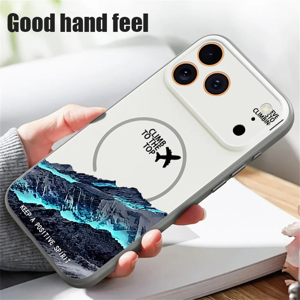 For iPhone 17 Pro Max Magnetic Case UV Printing Mountain Aircraft Pattern Shockproof PC + TPU Cover - Dark Blue - 4