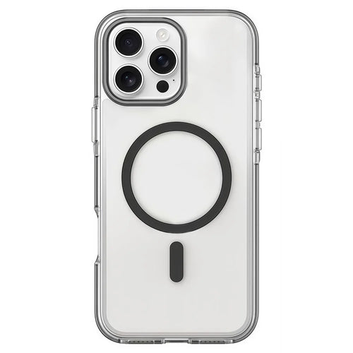 For iPhone 16 Pro Max Magnetic Case Clear PC TPU TPE Shockproof Cover Compatible with MagSafe - Black - 1