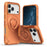 For iPhone 17 Pro Magnetic Case Shockproof PC + TPU Anti-Slip Textured Phone Cover - Orange - 1