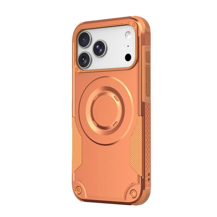 For iPhone 17 Pro Magnetic Case Shockproof PC + TPU Anti-Slip Textured Phone Cover - Orange - 5