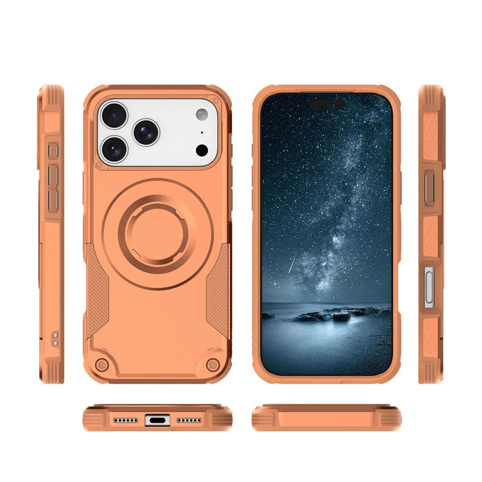 For iPhone 17 Pro Magnetic Case Shockproof PC + TPU Anti-Slip Textured Phone Cover - Orange - 7