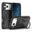 For iPhone 17 Pro Max Magnetic Case Rotating Ring Kickstand Shockproof TPU PC Armor Phone Cover - Black - 1