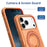 For iPhone 17 Pro Magnetic Case Rotating Ring Kickstand Shockproof TPU PC Armor Phone Cover - Orange - 4