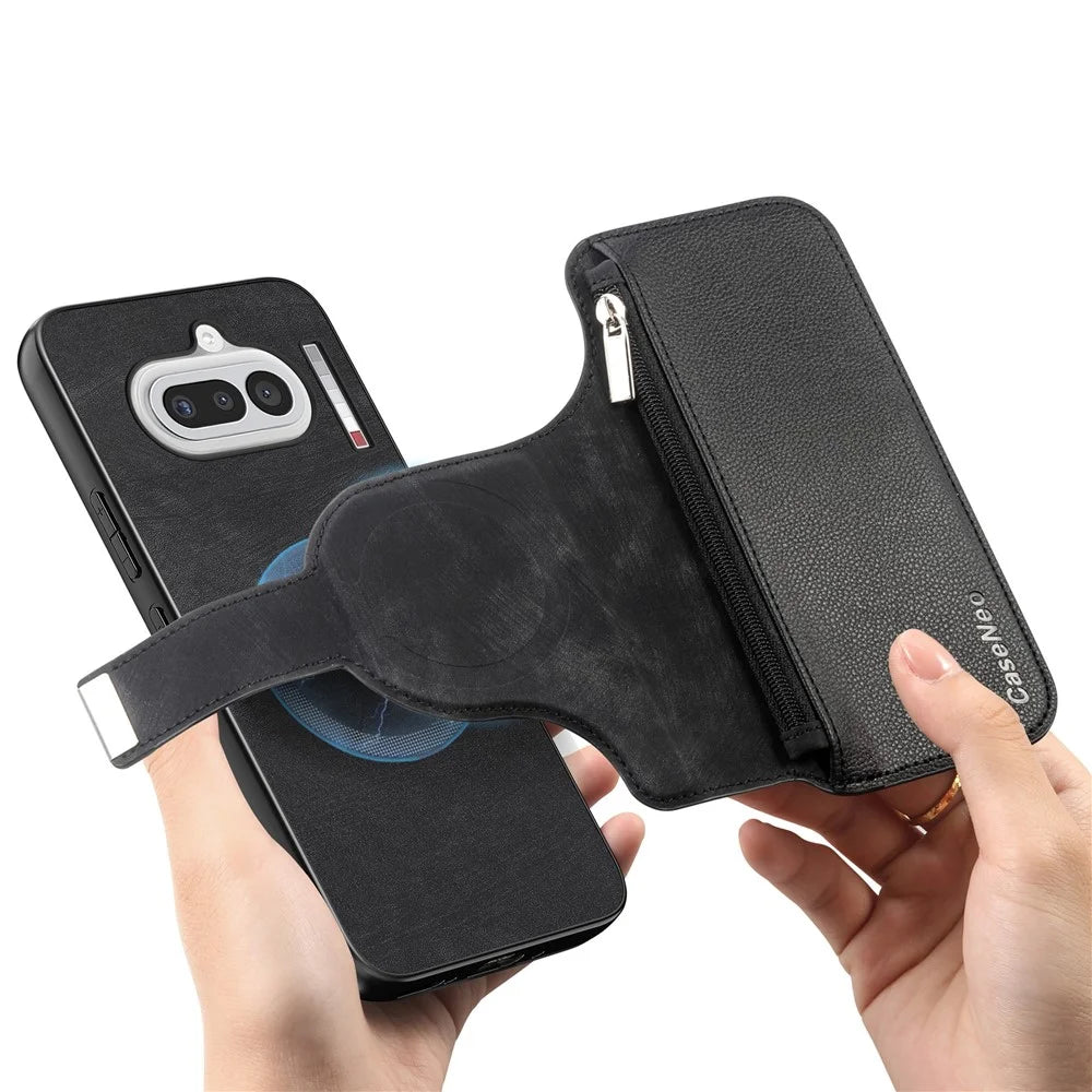 CASENEO MW-02 For Nothing Phone (4a) Case Detachable Magnetic Leather Flip Cover - Black - 5