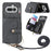 For Nothing Phone (4a) PU Leather Phone Back Cover with Zipper Card Holder and Long Strap - Black - 1