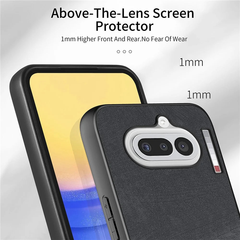 For Nothing Phone (4a) Case with Card Holder Kickstand Leather Phone Back Cover - Black - 5