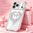For iPhone 18 Pro Max / 17 Pro Max Case Rhinestone Heart Bow PC + TPU Corner Protection Phone Cover with Long Strap - Orange - Pink - 3