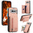 For Nothing Phone (4a) Case Zipper Card Holder Kickstand Jeans Cloth Texture Leather Back Cover - Pink - 1