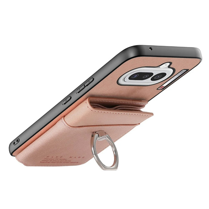 For Nothing Phone (4a) Case with Card Holder Kickstand Leather + TPU + PC Phone Cover - Pink - 4