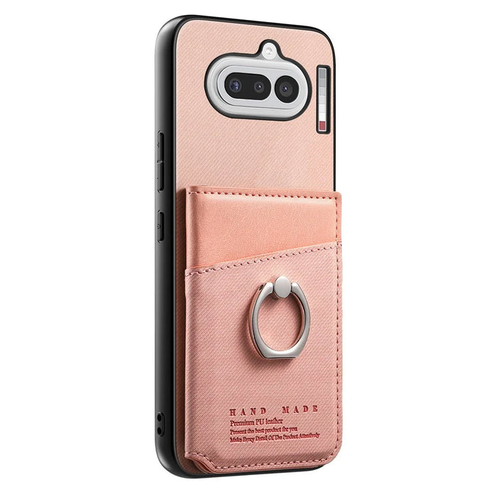 For Nothing Phone (4a) Case with Card Holder Kickstand Leather + TPU + PC Phone Cover - Pink - 5