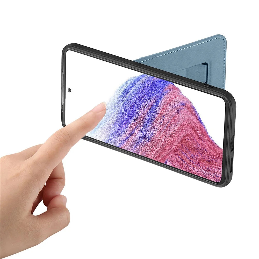 For Nothing Phone (4a) Case Card Holder Kickstand Carbon Fiber Texture Back Cover - Blue - 7