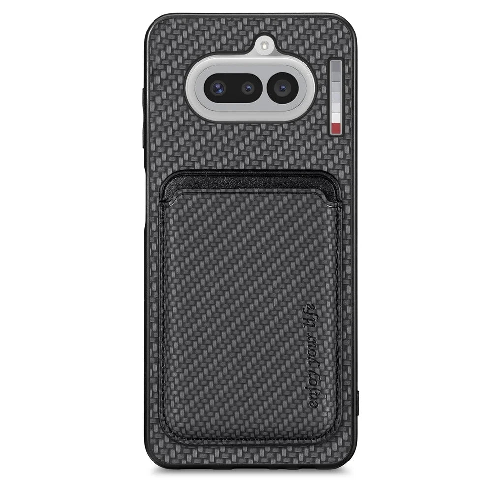 For Nothing Phone (4a) Magnetic Case Detachable Card Holder Phone Back Cover - Black - 1