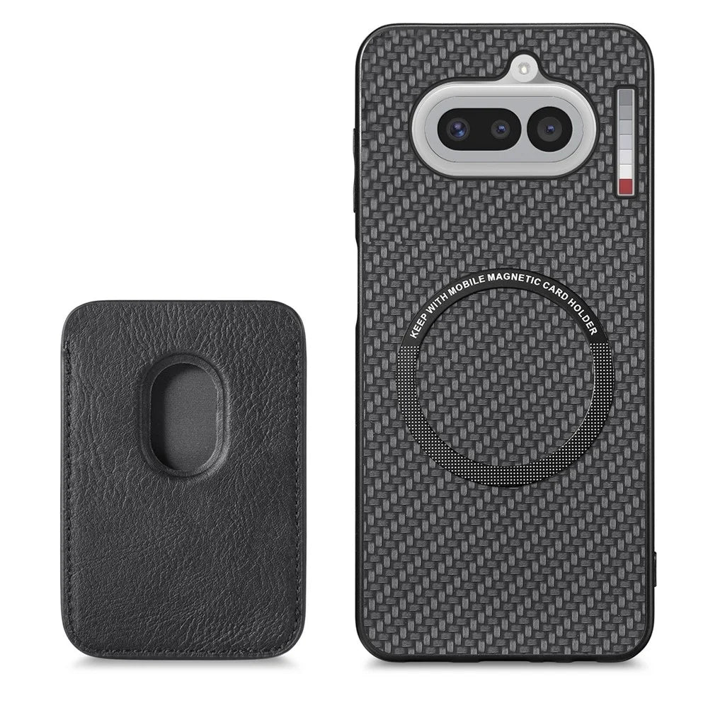 For Nothing Phone (4a) Magnetic Case Detachable Card Holder Phone Back Cover - Black - 2