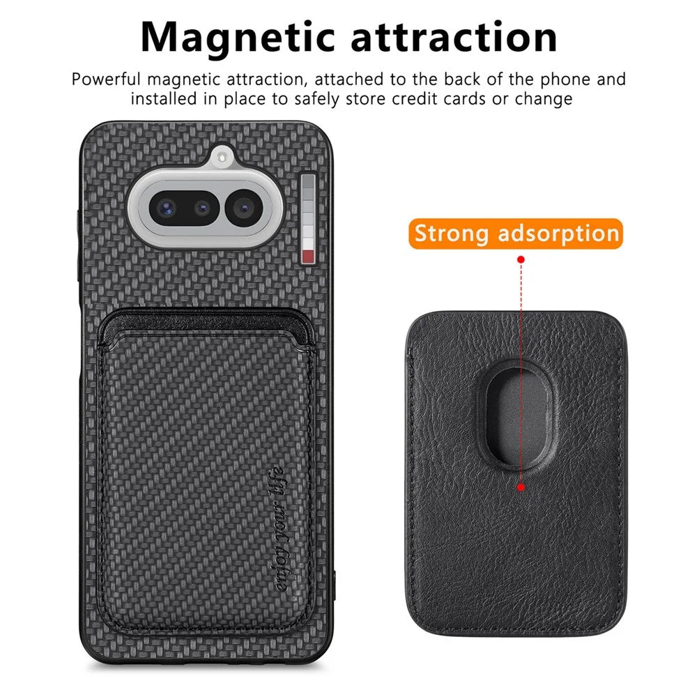 For Nothing Phone (4a) Magnetic Case Detachable Card Holder Phone Back Cover - Black - 3