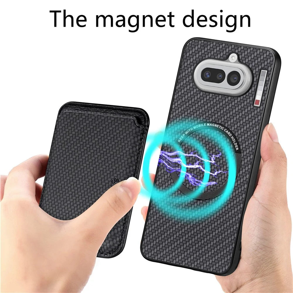 For Nothing Phone (4a) Magnetic Case Detachable Card Holder Phone Back Cover - Black - 4