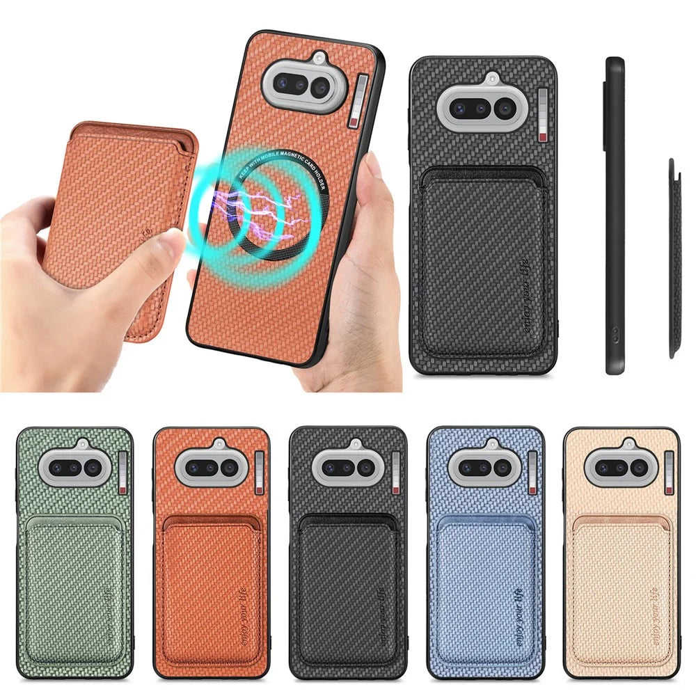For Nothing Phone (4a) Magnetic Case Detachable Card Holder Phone Back Cover - Black - 6
