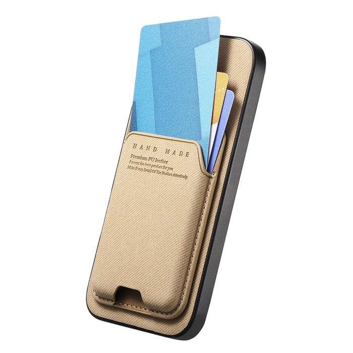 For Nothing Phone (4a) Case Cloth Texture Leather + PC + TPU Phone Cover with Card Holder Kickstand - Khaki - 2