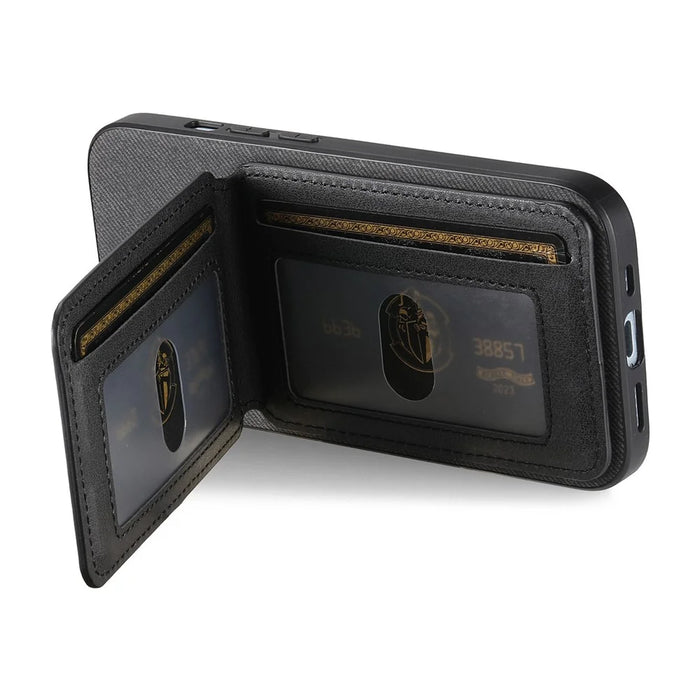 For Nothing Phone (4a) Case Cloth Texture Leather + PC + TPU Cover with RFID Blocking Card Holder - Black - 3
