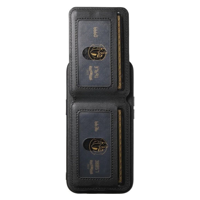 For Nothing Phone (4a) Case Cloth Texture Leather + PC + TPU Cover with RFID Blocking Card Holder - Black - 4