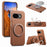 For Google Pixel 10a Magnetic Case PC PU Phone Cover with 360 Rotating Ring Kickstand - Brown - 1