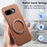 For Google Pixel 10a Magnetic Case PC PU Phone Cover with 360 Rotating Ring Kickstand - Brown - 4