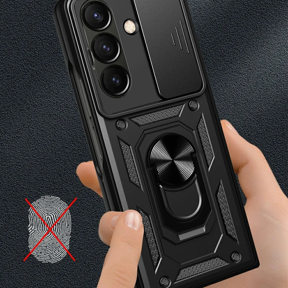 For Samsung Galaxy Z Fold8 Ultra Case with Slide Camera Lid PC + TPU Kickstand Phone Cover - Black - 5