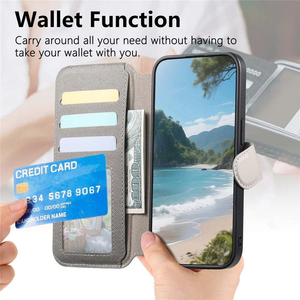 For Samsung Galaxy S26 Ultra Magnetic Case RFID Blocking Detachable Wallet Stand Cloth Texture Leather Phone Cover - Grey - 5