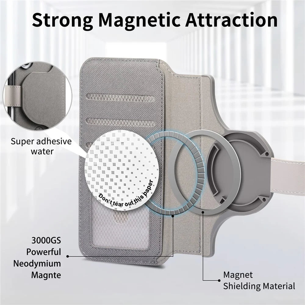 For Samsung Galaxy S26 Ultra Magnetic Case RFID Blocking Detachable Wallet Stand Cloth Texture Leather Phone Cover - Grey - 6