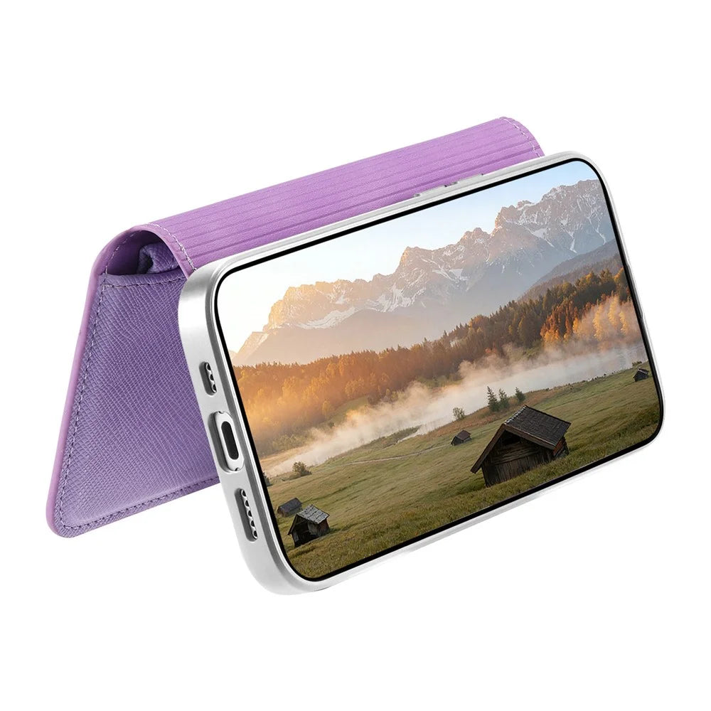 For Samsung Galaxy A57 5G Leather Case Cross Texture Detachable Magnetic Phone Cover Wallet Stand - Purple - 2