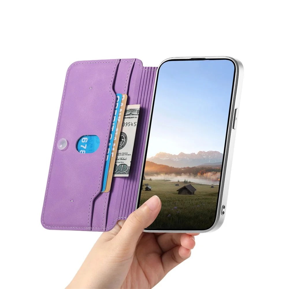For Samsung Galaxy A57 5G Leather Case Cross Texture Detachable Magnetic Phone Cover Wallet Stand - Purple - 3