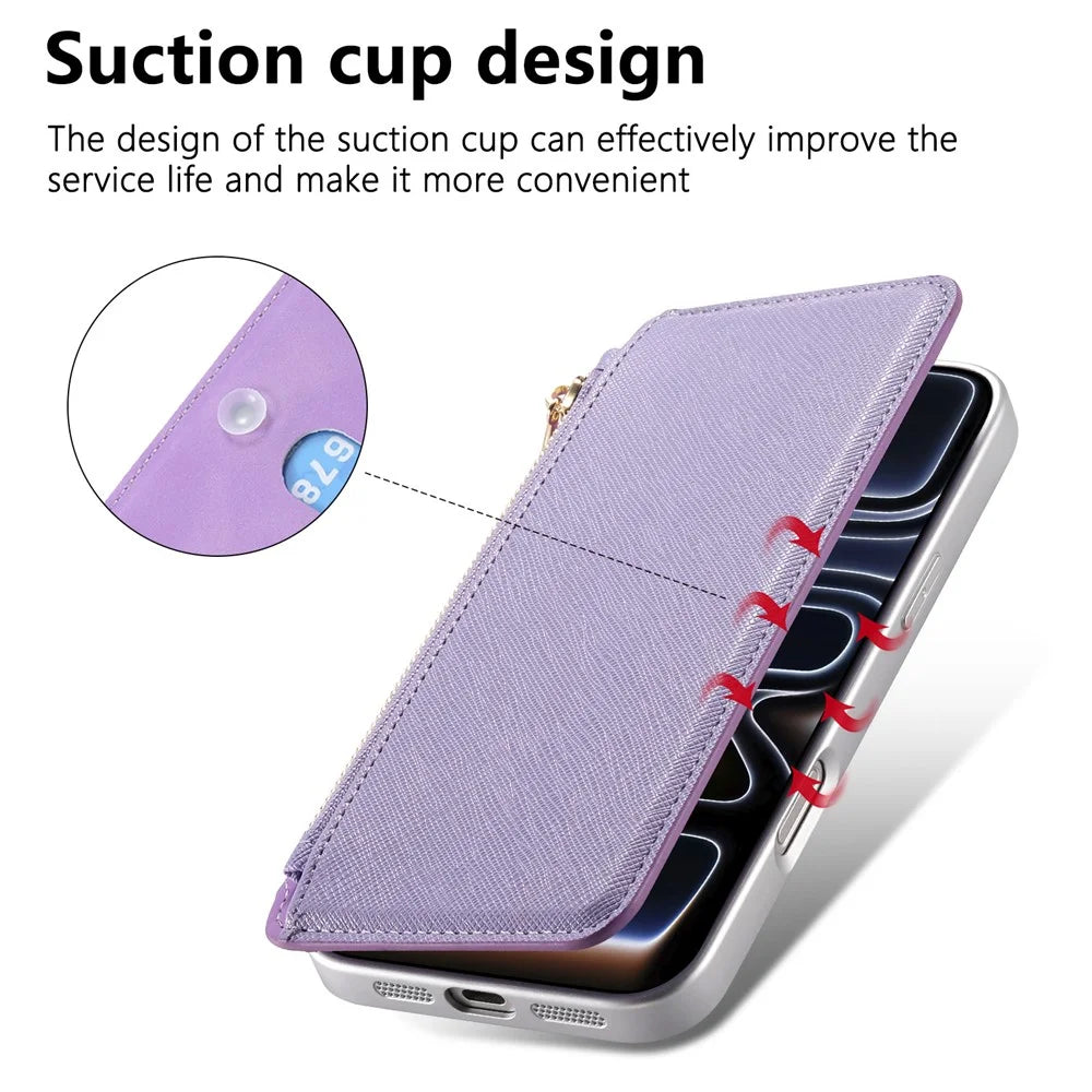 For Samsung Galaxy A57 5G Leather Case Cross Texture Detachable Magnetic Phone Cover Wallet Stand - Purple - 5