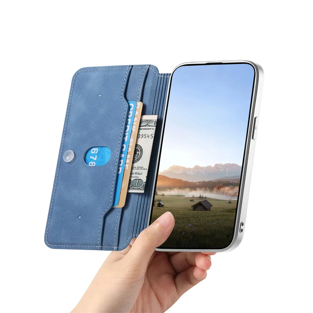 For Samsung Galaxy A37 5G Leather Case Cross Texture Detachable Magnetic Phone Cover Wallet Stand - Blue - 3