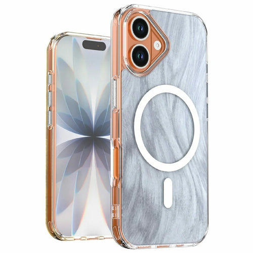 For iPhone 16 Magnetic Case Foxtail Pattern TPU + Acrylic Shockproof Phone Cover - White - 1