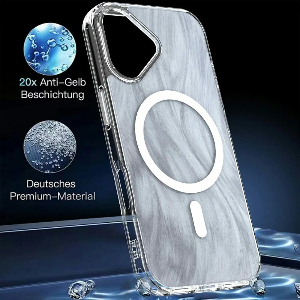For iPhone 16 Magnetic Case Foxtail Pattern TPU + Acrylic Shockproof Phone Cover - White - 2