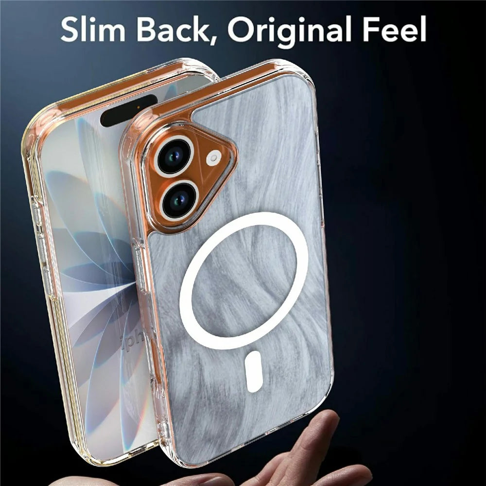 For iPhone 16 Magnetic Case Foxtail Pattern TPU + Acrylic Shockproof Phone Cover - White - 7