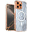 For iPhone 16 Pro Max Magnetic Case Foxtail Pattern TPU + Acrylic Shockproof Phone Cover - White - 1