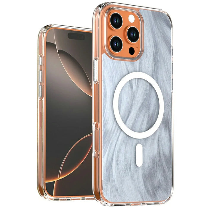 For iPhone 16 Pro Max Magnetic Case Foxtail Pattern TPU + Acrylic Shockproof Phone Cover - White - 1