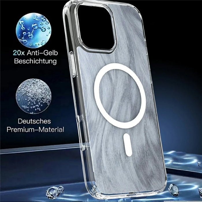 For iPhone 16 Pro Max Magnetic Case Foxtail Pattern TPU + Acrylic Shockproof Phone Cover - White - 2