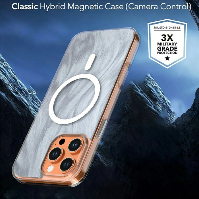 For iPhone 16 Pro Max Magnetic Case Foxtail Pattern TPU + Acrylic Shockproof Phone Cover - White - 4