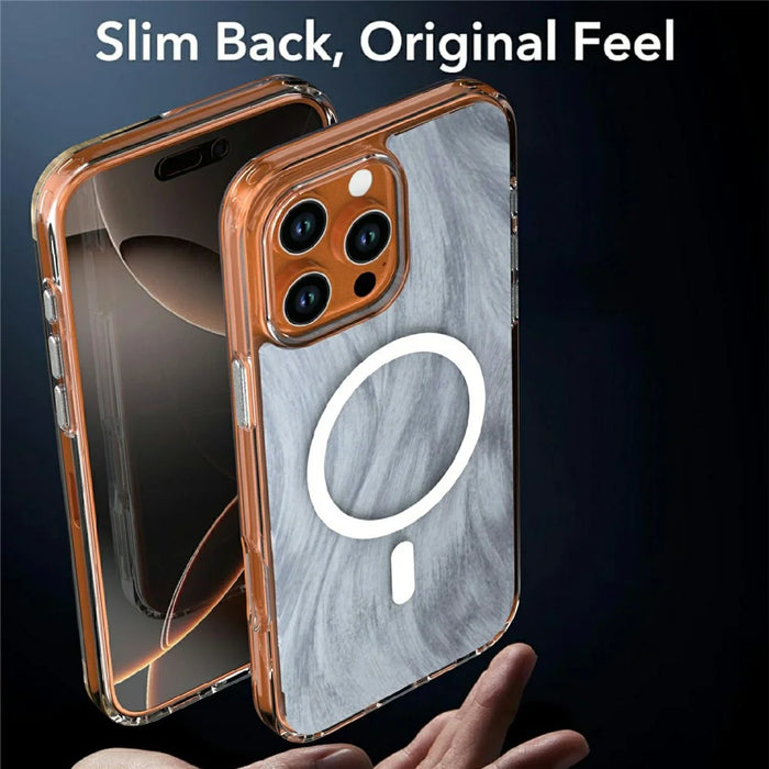 For iPhone 16 Pro Max Magnetic Case Foxtail Pattern TPU + Acrylic Shockproof Phone Cover - White - 7