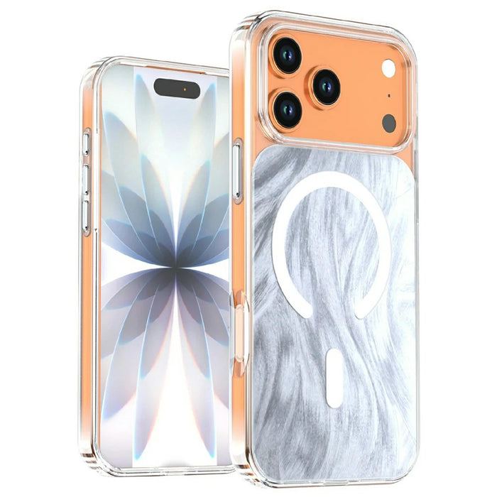 For iPhone 17 Pro Magnetic Case Foxtail Pattern TPU + Acrylic Shockproof Phone Cover - White - 1