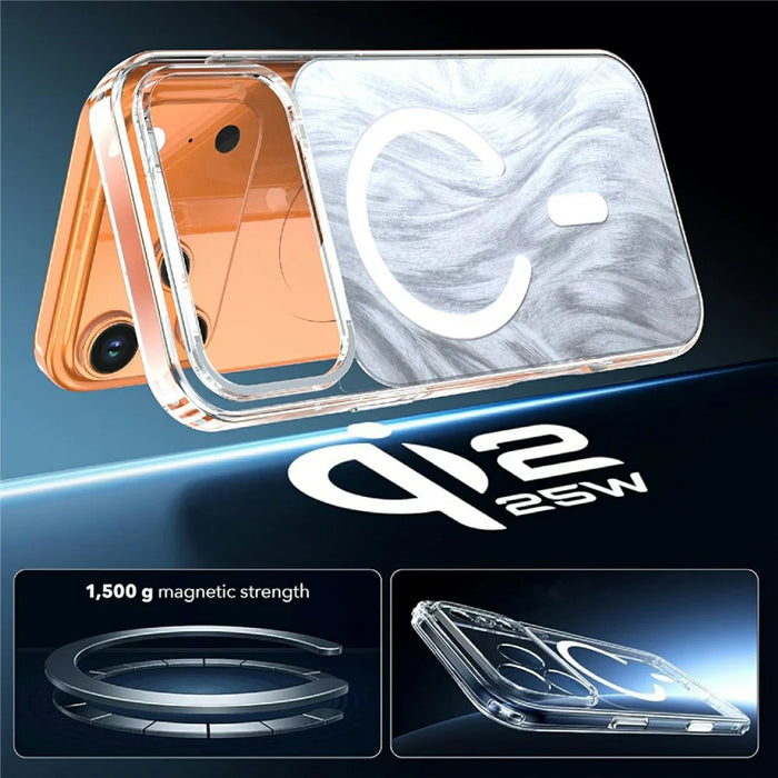 For iPhone 17 Pro Magnetic Case Foxtail Pattern TPU + Acrylic Shockproof Phone Cover - White - 5