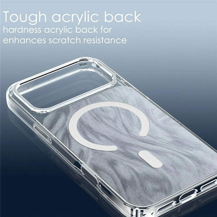 For iPhone 17 Pro Magnetic Case Foxtail Pattern TPU + Acrylic Shockproof Phone Cover - White - 6