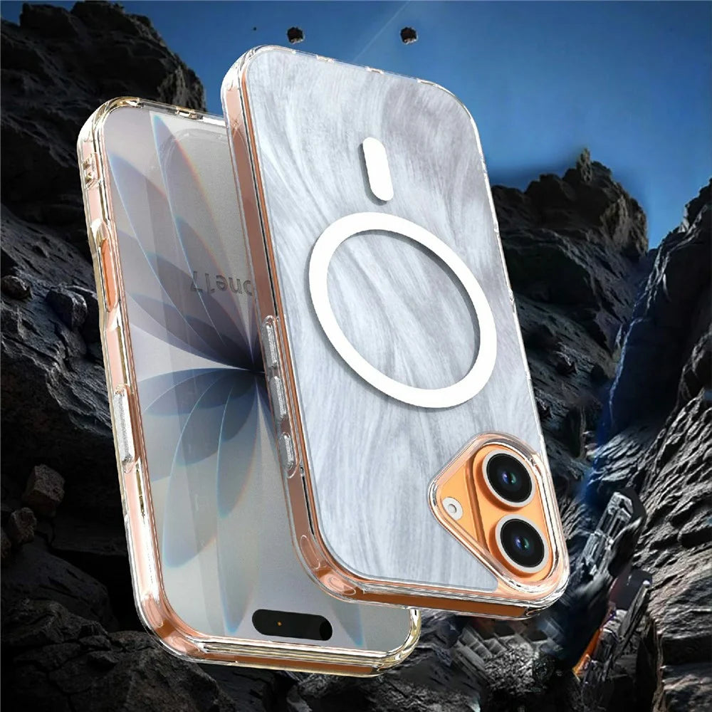 For iPhone 17 Magnetic Case Foxtail Pattern TPU + Acrylic Shockproof Phone Cover - White - 3