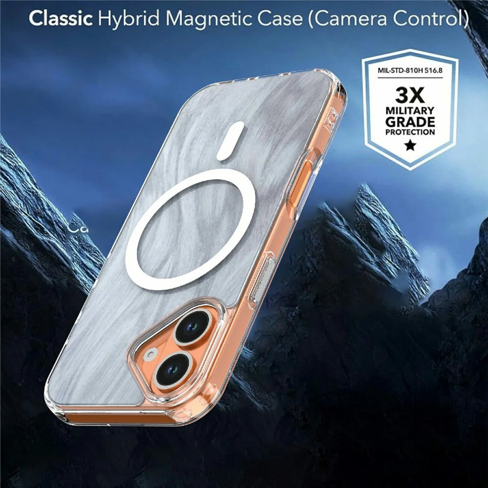 For iPhone 17 Magnetic Case Foxtail Pattern TPU + Acrylic Shockproof Phone Cover - White - 4