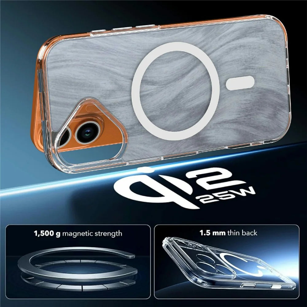 For iPhone 17 Magnetic Case Foxtail Pattern TPU + Acrylic Shockproof Phone Cover - White - 5
