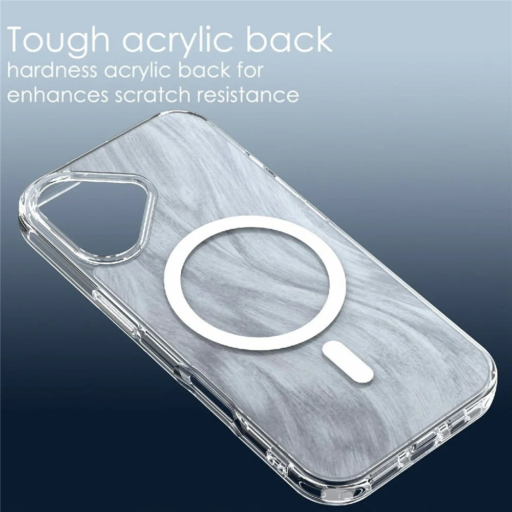 For iPhone 17 Magnetic Case Foxtail Pattern TPU + Acrylic Shockproof Phone Cover - White - 6