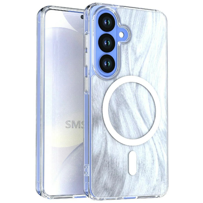 For Samsung Galaxy S26 Magnetic Case Foxtail Pattern TPU + Acrylic Shockproof Phone Cover - White - 1