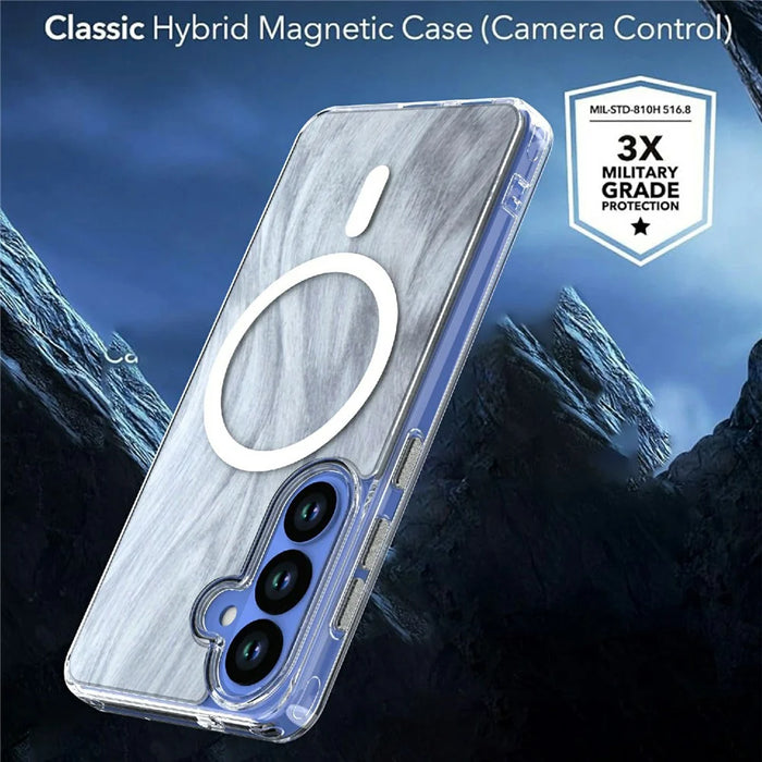 For Samsung Galaxy S26 Magnetic Case Foxtail Pattern TPU + Acrylic Shockproof Phone Cover - White - 4
